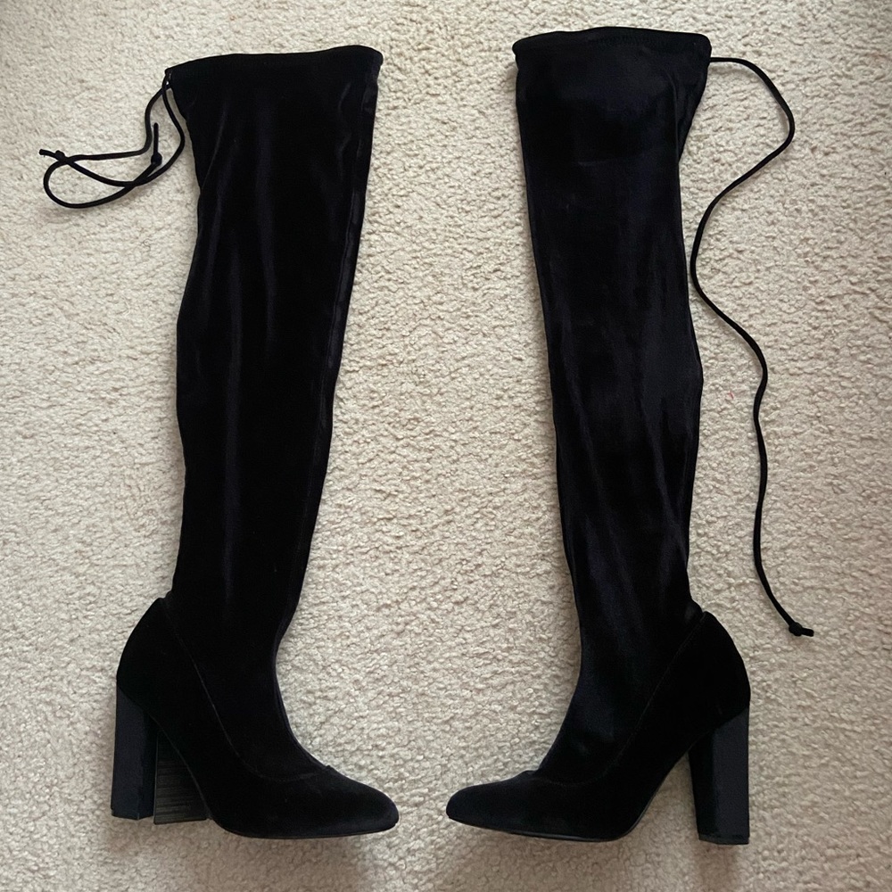 Velvet Over the Knee Boots